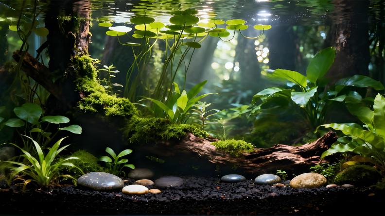 stone forest Cartoon style aquarium landscaping