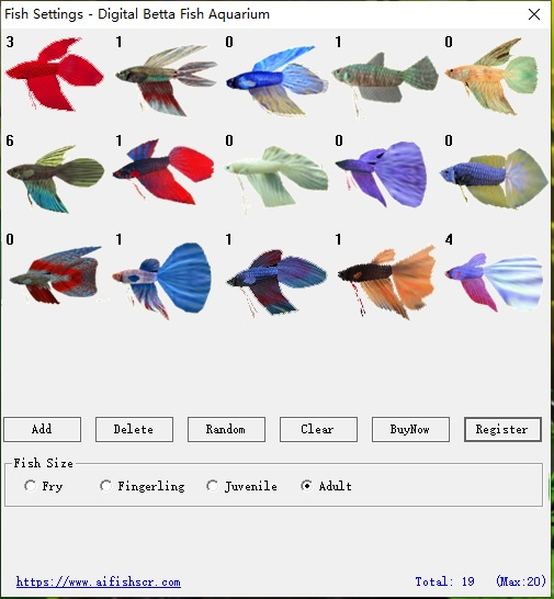 Add 25 species of betta fish