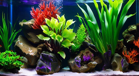 Coral water grass Cartoon style aquarium landscaping