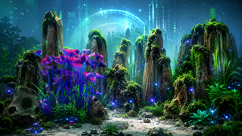 stone forest Cartoon style aquarium landscaping