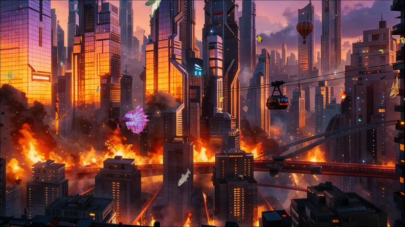 Cyber mechanical style Cartoon style aquarium landscaping