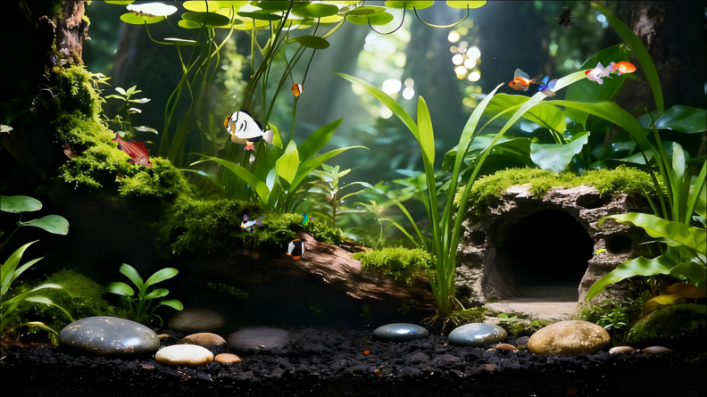 stone forest Cartoon style aquarium landscaping