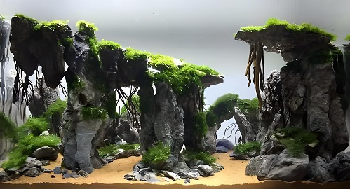 stone forest Cartoon style aquarium landscaping