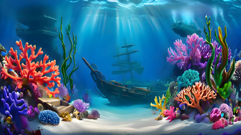 Cartoon style aquarium landscaping