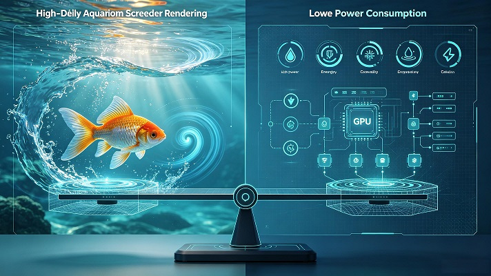 Balance Between High-Fidelity Bionic Rendering and Low Power Consumption for Aquarium Screensavers
