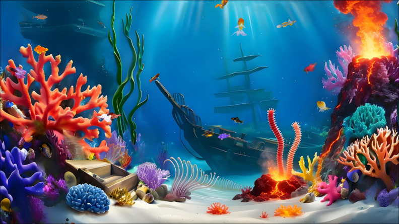 Cartoon style aquarium landscaping