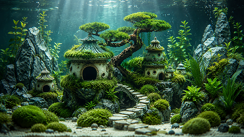 stone forest Cartoon style aquarium landscaping